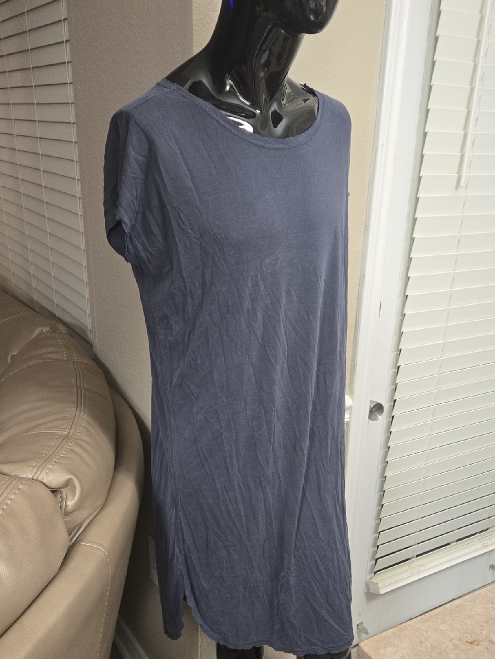 Pinkblush Women's Short-Sleeve Tunic Dress in Slate Blue